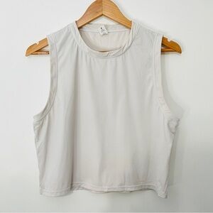 Stone Super Light Gray Soulcycle Performance Renee Sleeveless Crop Tank Top